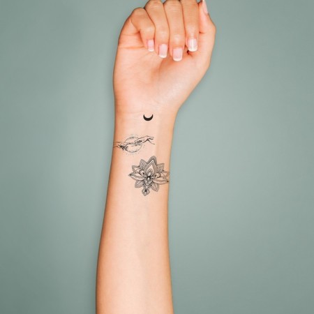 Tattoo on the body Black "Universe" 7.5x14 cm-2