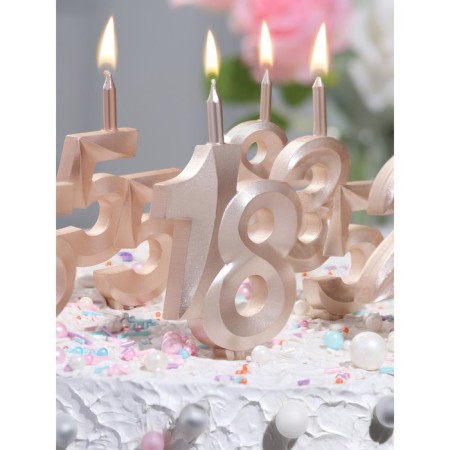 Candle in the cake "Jubilee", number 75, 10 cm, champagne-5
