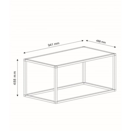 Table Journal loft with glass, 941x488x488, black muar/glass colorless-4
