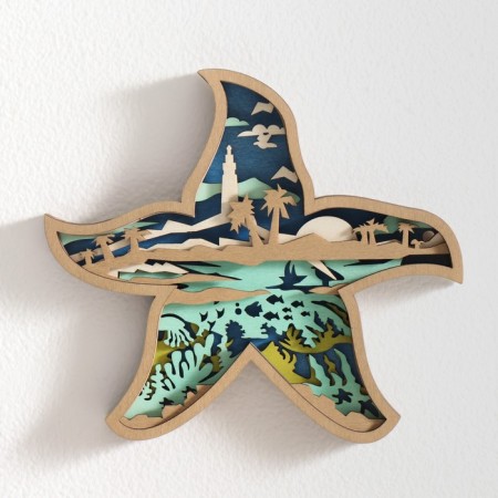 Panel Interior tree "Sea star. Underwater world" 16x17.5 cm-1