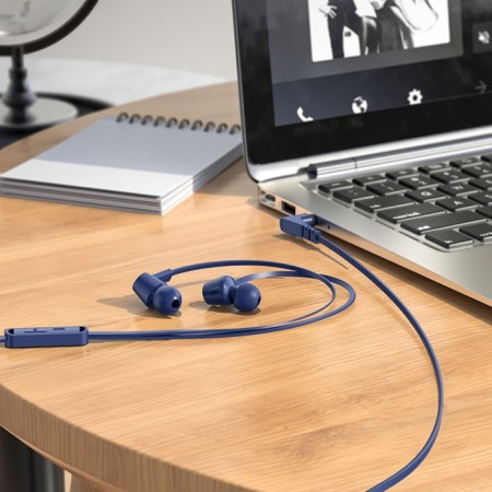 Hoco M86 headphones, wired, vacuum, microphone, jack 3.5 mm, 1.2 m, blue-3