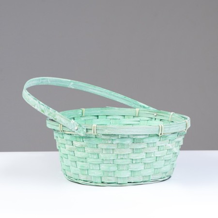 Wicker basket, 26x12/30 cm, green, bamboo-1