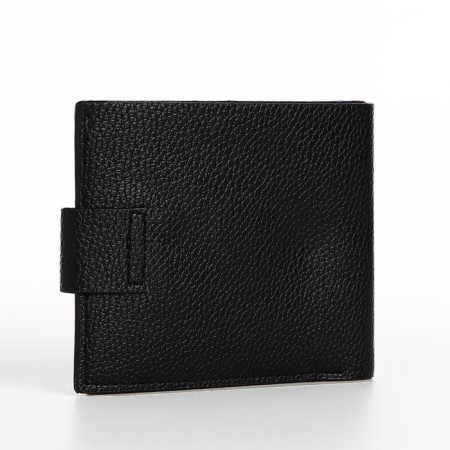 Male purse on a magnet, department for bills, cards, coins, black color-1