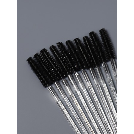 Brushes for eyebrows and eyelashes, silicone, set - 10 pcs, 10.5 cm, black/transparent color-2