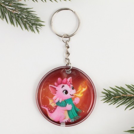 A keychain with a “Cozy New Year” flashlight, 5 x 5 cm-3