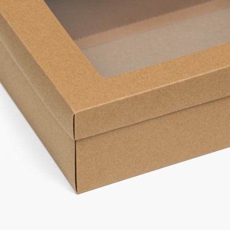 Folding box, craft, with a window, 30 x 20 x 9 cm-2