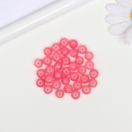 Bead glass "Jade kracle" 8 mm, 34 pcs. pink
