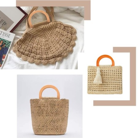 Handles for the bag are wooden, 11.7 × 8.2 cm, 2 pcs, brown color-5