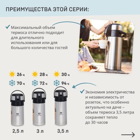 Thermos "Arctic", 3 l, retains heat 32 hours-1
