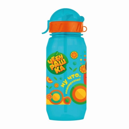 Baby bottle with silicone tube "Cheburashka", 400 ml., With a lace, color and drawing mix-14