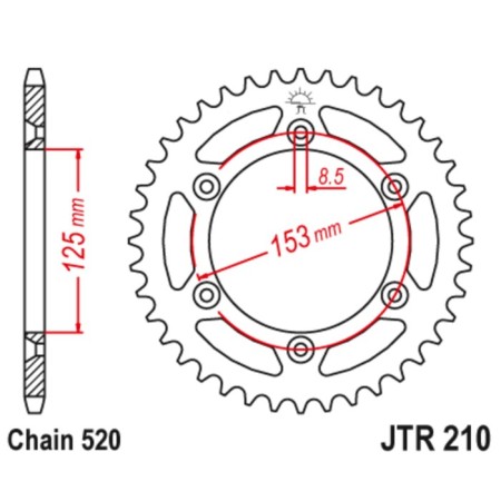 Vedica star JT SPROCKETS 210.49SC, chain 520, 49 teeth-1