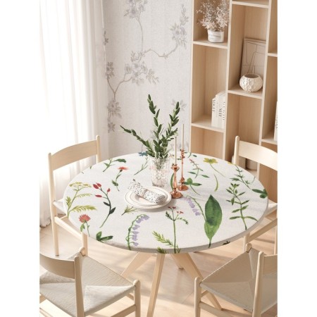 Tables on the table "Rare flowers", round, oxford, elastic band, size 140x140 cm, diameter 105-120 cm-2