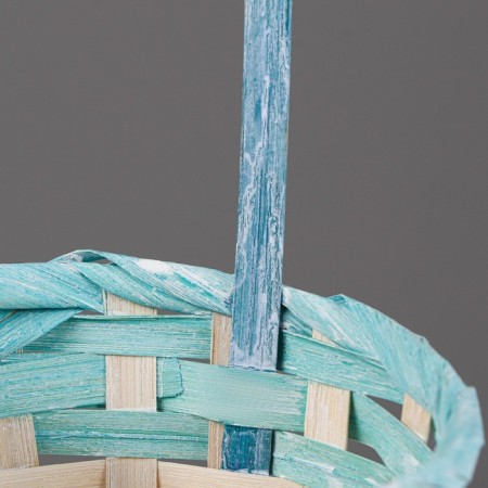 Wicker basket 13x9.5/28 cm, turquoise, bamboo-1