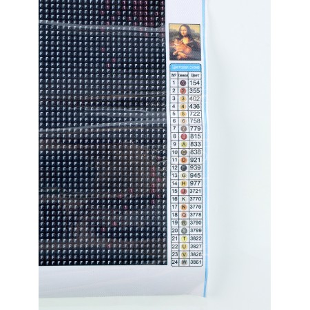 Diamond mosaic with a complete filling on the canvas "Mona Lisa with a Cat", 40 x 50 cm-3