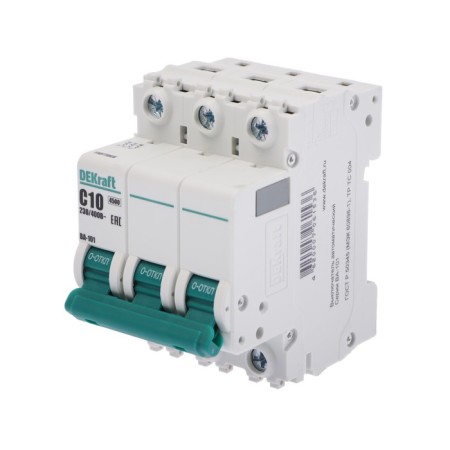 Automatic circuit breaker SE DEKRAFT VA-101, 3 poles, C, 10 A, 4.5 KA, 11077DEK