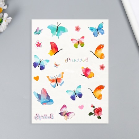 Tattoo on the body color "butterflies/succulents" MIX 24x14.5 cm-2