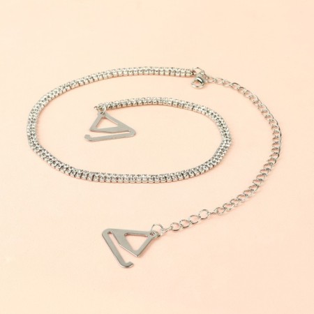 Decorative straps with rhinestones, metal fittings, 4 mm, 45 cm, steam, silver color-3