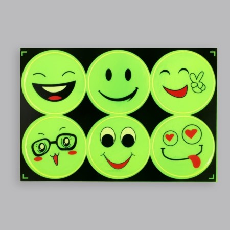 Reflective stickers "smiles", d = 6.5 cm, 6 pcs on the sheet, the color of the light-3