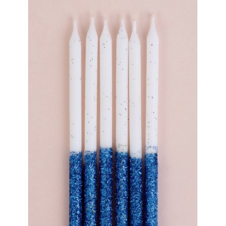 Candles for the cake "Brilliant radiance", 6 pcs, white with blue-2