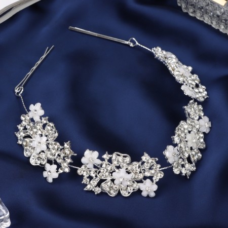 Hair accessory "Leon" Flower, 26 cm, silver