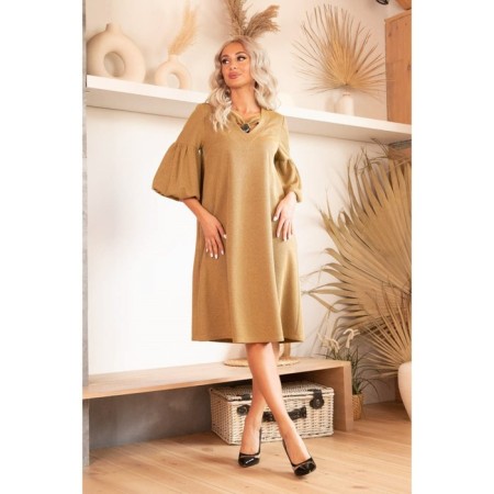 Female dress, size 46, mustard color-11