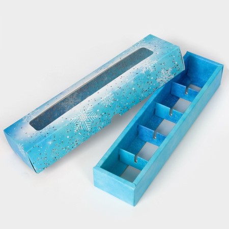 New Year. Box for 5 sweets "Happy New Year!", 21x5x3.3 cm, confectionery packaging-4