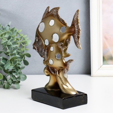 Souvenir Polystone "Golden Fish" with mirrors 16.5x7x22 cm-3