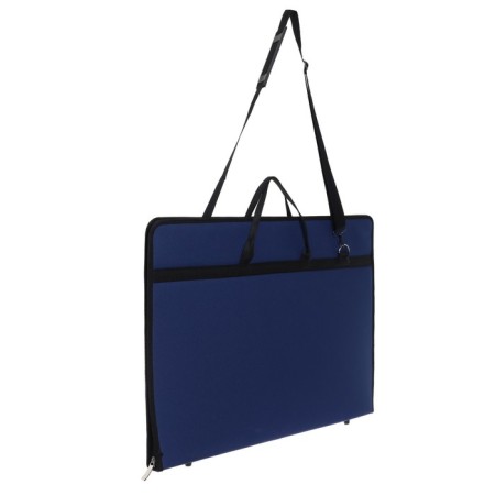 Folder for drawings and drawings for artists A2, 650 x 450 x 40 mm, with handles, textile, "inspiration" 1B2, blue-1