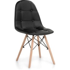 Wooden chair Kvadro array of beech/metal/eco -leather, natural/black 45x52x83 cm