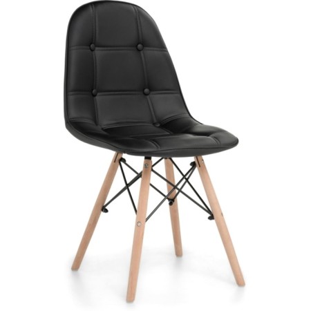 Wooden chair Kvadro array of beech/metal/eco -leather, natural/black 45x52x83 cm