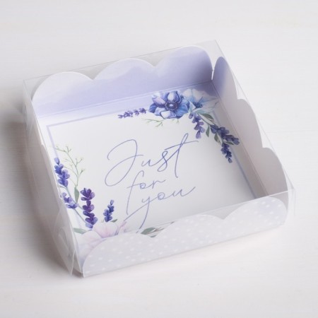 Cookie box, confectionery packaging with PVC lid, just for you, 10.5 x 10.5 x 3 cm