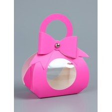 Folding box, with a bow and a pen, 13 x 6.5 x 4 cm, pink