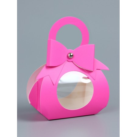 Folding box, with a bow and a pen, 13 x 6.5 x 4 cm, pink