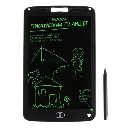 Graphic tablet for drawing and notes LCD Maxvi MGT-02, 10.5 ”, angle 160 °, CR2016, black-2