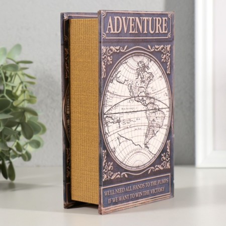 Safe-book wood to the leatherette "Adventures. Map" 17x11x5 cm-4