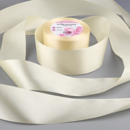Satin tape, 50 mm × 23 ± 1 m, cream color # 64