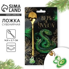 A spoon with a plastic suspension of the New Year's “Believe in Miracles” for the New Year, 14.8 x 2.7 cm