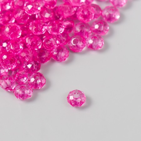 Beads for creativity Plastic "Crystal with Fuchsia faces" set 20 grams 0.4x0.6x0.6 cm