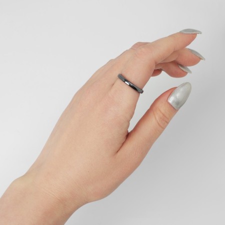 Ring "Night" for hematite, narrow, black color, size 17-1