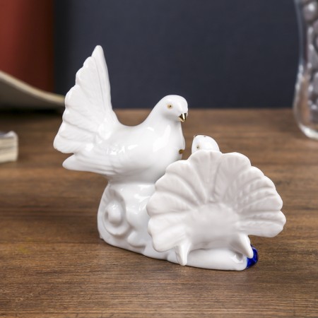 Souvenir ceramics "2 pigeon" cobalt, rhinestones 9.2x12x6 cm-4