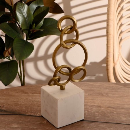 Abstraction "chain" aluminum, marble 36 cm
