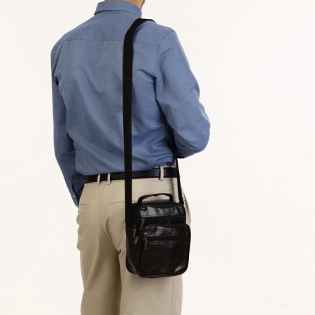Male bag, 21.5*10*17 cm, lightning departure, 3 n/pocket, reg. Min, brown-6