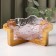 Glass salad bowl on the stand “Iride. Pink "1.1 l, 23 × 20 × 10.5 cm
