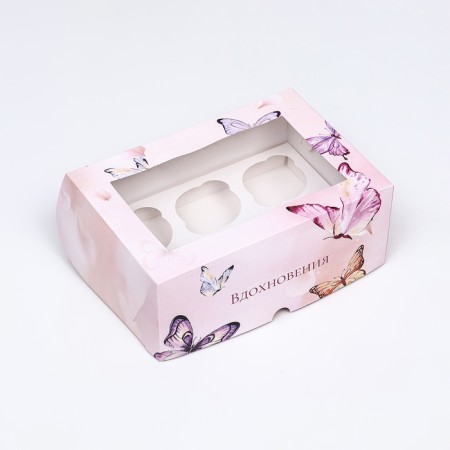 Box for 6 cupcakes with a window, "inspiration", 25 x 17 x 10 cm-2