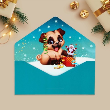 Gift envelope "Happy holiday", puppy, software, tiring, 19 x 9.2 cm, New Year-4