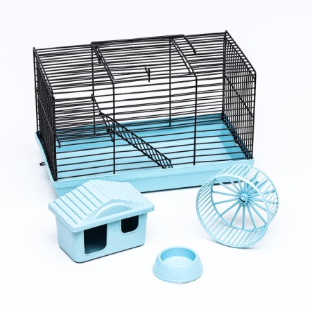 Mini cell for rodents "Pijon" No. 2, equipped, 27 x 15 x 16 cm, turquoise-16