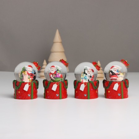 Souvenir Polystone Water Ball Light "Santa Claus. Gift" MIX 4.5x4.5x7.5 cm