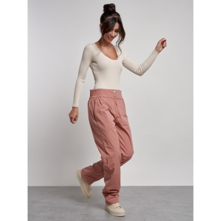 Warmed female trousers, size 42, light brown color-15