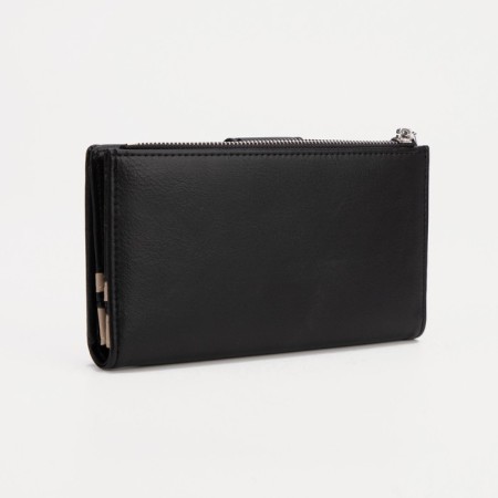 Women's wallet on the button, black color-1