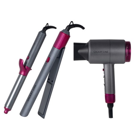 Galaxy Line Gl 4722 hair styling set, hair dryer, curling iron, gray-pink-14
